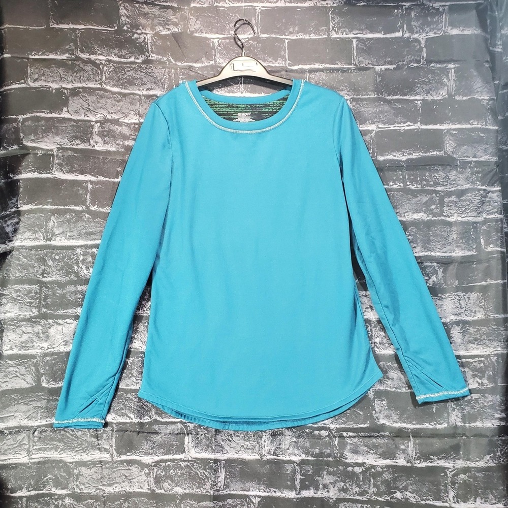 ClimateRight Cuddl Duds Top Women Medium Teal Thumbhole Long Sleeve Base Layer